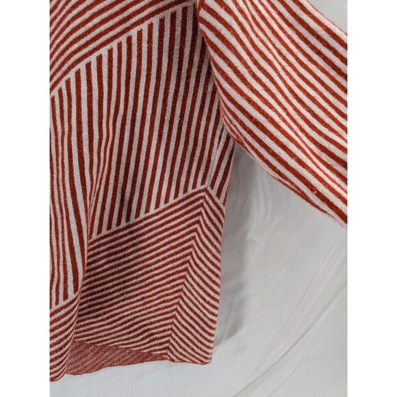 Cynthia Rowley Striped Sweater Medium Orange White Classy Mock Neck Oversize - Picture 5 of 11